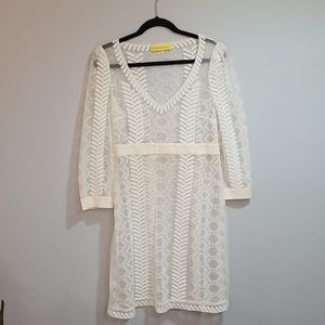 Catherine Malandrino white lace long-sleeved dress